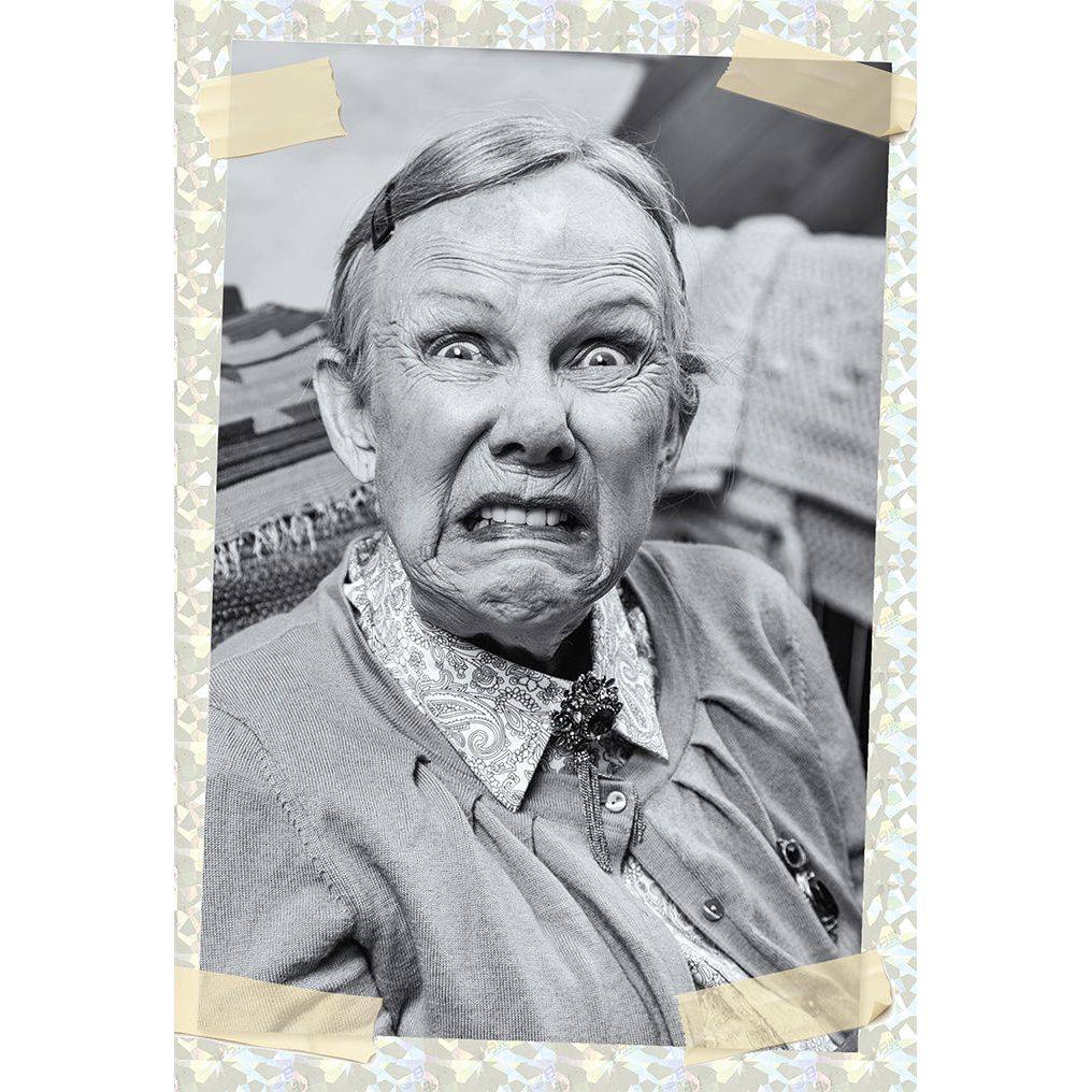 Close up of a Pictura funny lady birthday card featuring humorous cartoon illustration for everyday greeting occasions.